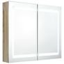 LED Bathroom Mirror Cabinet Oak 80x12x68 cm Image 2