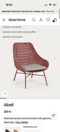 Kave Home Set of 2 Terracotta Cord Armchairs