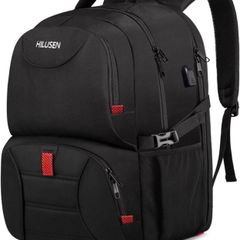 Extra Large Backpack for Men 50L,Lunch Backpack Work Bag Travel Laptop Backpack 17.3 Inch with USB Charging Port,Water Resistant Big Business Computer Rucksack for Men Women College School Black (FREE POSTAGE)