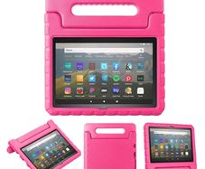 For Amazon Fire HD 8 2024 12th Gen Kids Case Shockproof Cover With Stand - Pink