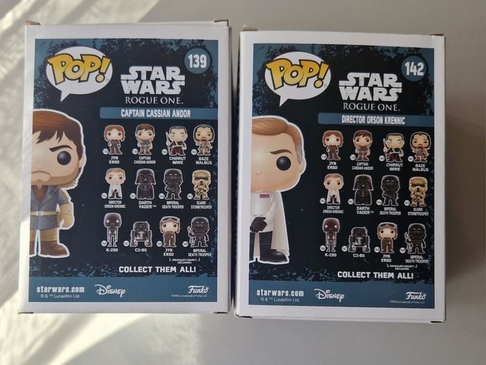 Funko Pop Star Wars Rouge One 139 and 142 Captain Cassian Andor and Director Orson Krennic Bundle