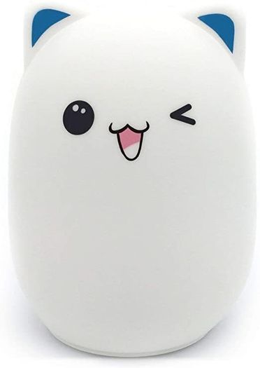 USB Rechargeable LED Night Light Lamp Cute Silicone Cat 7 Color Change Kids Room