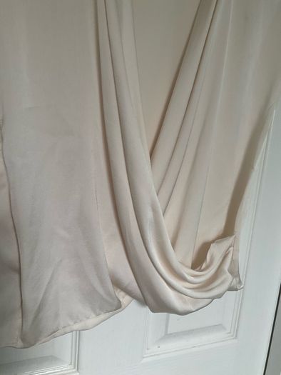 Mango cream satin wrap blouse