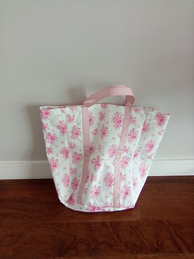 Large pink floral laundry bag