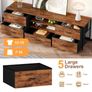 TV Stand Cabinet, TV Unit with 5 Drawers, 140 cm, Brown TV Console Table with Storage Organizers, Entertainment Center with Open Shelf for Living Room, Bedroom Image 5
