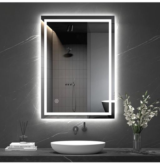 Bathroom Mirror with LED Lights, 500x700 MM Illuminated Bathroom Mirror