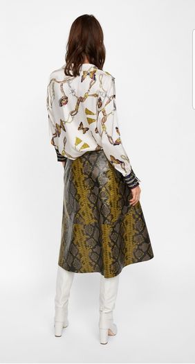 ZARA  shiny SNAKESKIN print skirt bloggers favourite