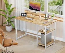 Office Desk with Monitor Stand,100cm with Reversible Storage Shelves