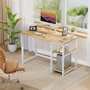 Office Desk with Monitor Stand,100cm with Reversible Storage Shelves