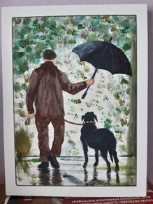 Acrylic Painting Man and his dog