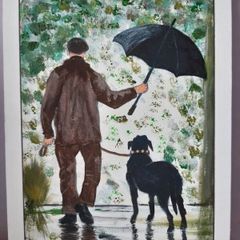 Acrylic Painting Man and his dog