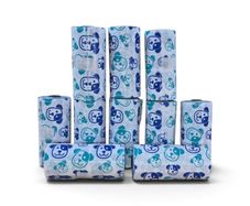 PE Printed White Perfumed Dog Poo Bags - 10 x rolls - 15 bags per roll
