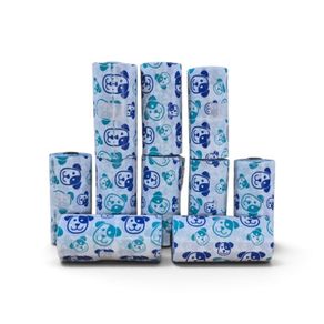 PE Printed White Perfumed Dog Poo Bags - 10 x rolls - 15 bags per roll