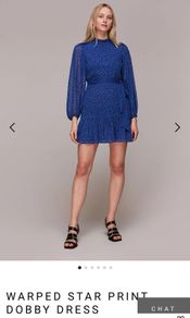 BNWT - Whistles Blue Warped Star Print Dobby Dress UK 14