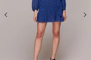 BNWT - Whistles Blue Warped Star Print Dobby Dress UK 14