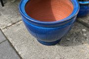 Large Pale Blue Glazed Ceramic Garden Planter