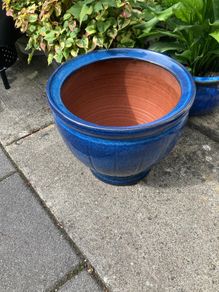 Large Pale Blue Glazed Ceramic Garden Planter