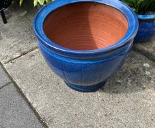 Large Pale Blue Glazed Ceramic Garden Planter