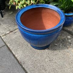 Large Pale Blue Glazed Ceramic Garden Planter
