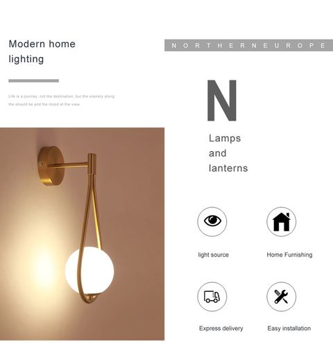 LED Wall Lamps Metal Living Room Lamp Fashion Nordic Bedside Glass Wall Lamp (2 pcs)