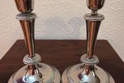 Pair Elegant Vintage Silver Plate Candlesticks