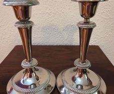Pair Elegant Vintage Silver Plate Candlesticks
