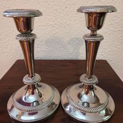 Pair Elegant Vintage Silver Plate Candlesticks
