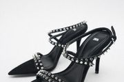 Zara Studded Velvet Sandals