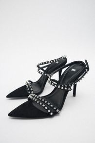 Zara Studded Velvet Sandals