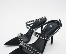 Zara Studded Velvet Sandals