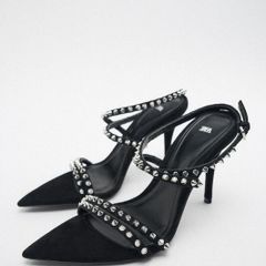 Zara Studded Velvet Sandals