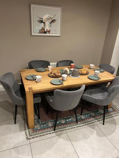 solid oak dining table.