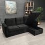 Black Velvet corner sofa bed with storage Image 2