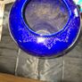 Antique Cobalt Blue Large Glass Vase featuring a Gilt Floral Design, Postage Available Image 2