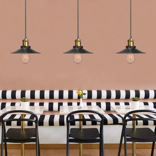 Vintage Industrial Style Ceiling Pendant Lights,Set of 3 Black Metal Pendant Lights,Hanging Light Fixture for Kitchen Island,Farmhouse,Living Room,Bedroom