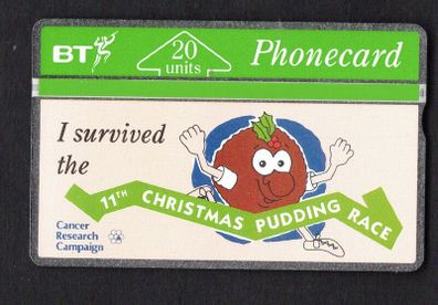 1991 Great Britain 20 unit British Telecom 11th Christmas Pudding Race Phonecard (Landis & Gyr).