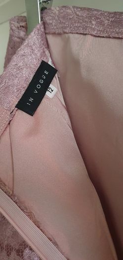 IN VOGUE mauve lace overlay skirt Sz 12 (Fit 10-12UK)