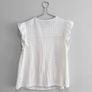 Pre Owned White Eyelet Ruffle Sleeve Blouse Image 4
