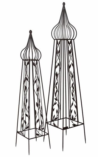French Style Rose Obelisks Set of 2