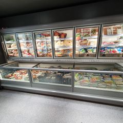 Combined freezer cabinet with glass doors