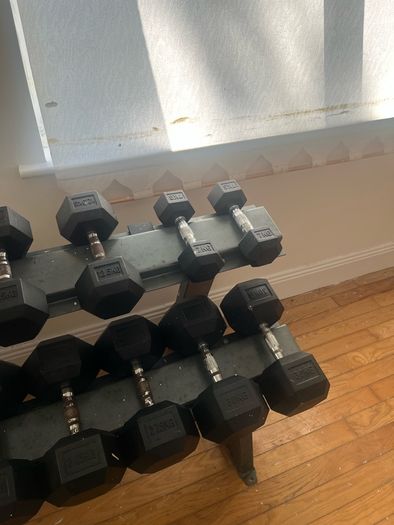 Hex Dumbell Set + Rack