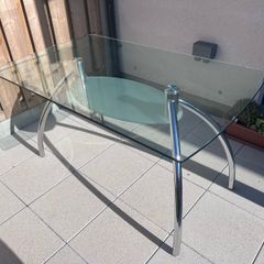 Glass and chrome dining table