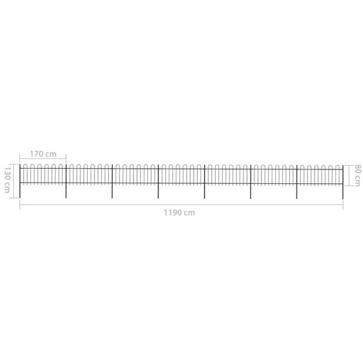 Garden Fence with Hoop Top Steel 11.9x0.8 m Black
