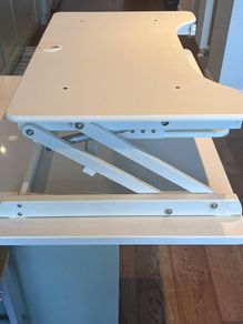 Standing Desk - Ergonomic sit to stand computer work station height adjustable with retractable keyboard tray