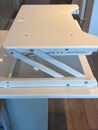 Standing Desk - Ergonomic sit to stand computer work station height adjustable with retractable keyboard tray