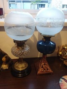 2 double burner oil lamps