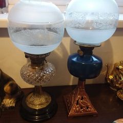 2 double burner oil lamps