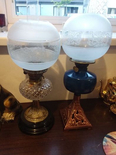 2 double burner oil lamps
