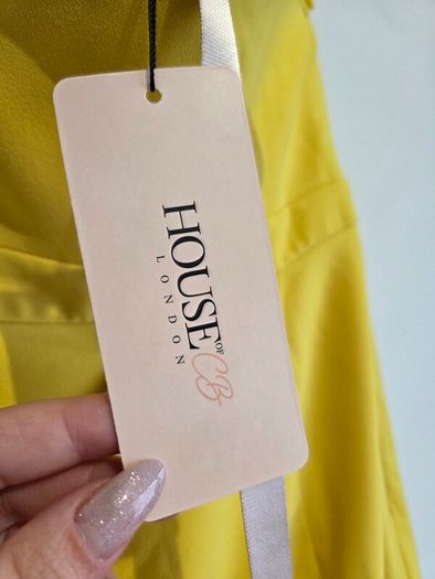 House of CB Yellow Uma Strapless Mini Dress Size S
