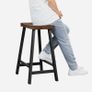 _Set of 2 Bar Stools with Curved Seat Kitchen Dining Room Study Industrial Design 46.2 x 33 x 60 cm Vintage Brown/Black Image 3